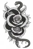 A snake shedding its skin, transforming into a beautiful rose tattoo design idea
