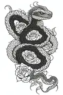 A snake shedding its skin, transforming into a beautiful rose tattoo design idea