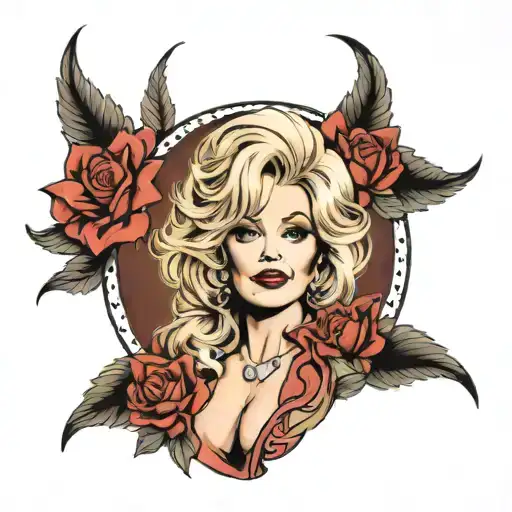 Dolly Parton half sleeve tattoo design idea