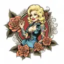 Dolly Parton half sleeve tattoo design idea