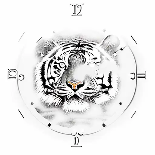 A tiger's paw print inside a clock mechanism tattoo design idea