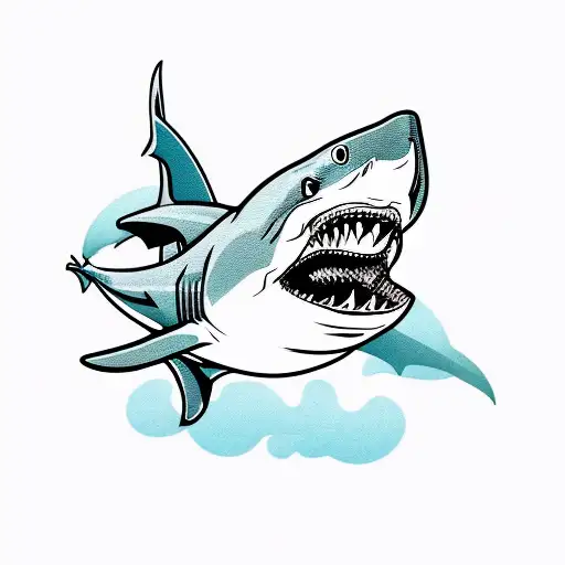 aggressive shark with mouth closed  tattoo design idea
