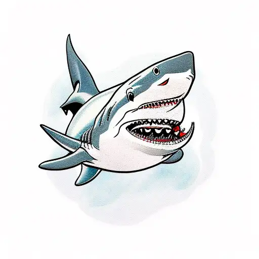 aggressive shark with mouth closed  tattoo design idea