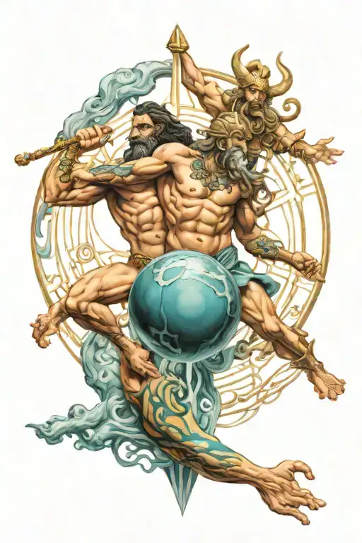 atlas and poseidon tattoo design idea