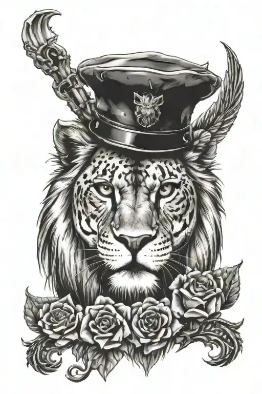 lion and owl zombie tattoo design idea