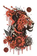 lion and owl zombie tattoo design idea