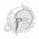 geometric illyrian helmet with illyrian sun and planet mars  tattoo design idea