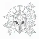 geometric illyrian helmet with illyrian sun and planet mars  tattoo design idea