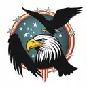 bald eagle flying into the twin towers on top of an american flag with the words freedom and a jet flying by and another tattoo design idea