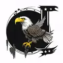 bald eagle flying into the twin towers on top of an american flag with the words freedom and a jet flying by and another tattoo design idea