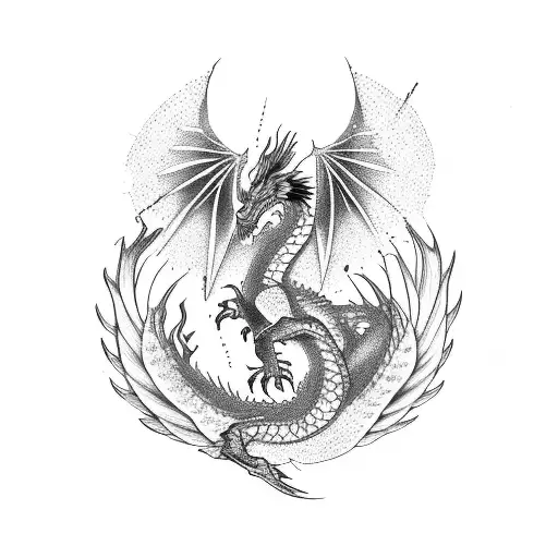 dragon and Phoenix tattoo design idea