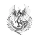 dragon and Phoenix tattoo design idea
