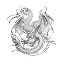 dragon and Phoenix tattoo design idea