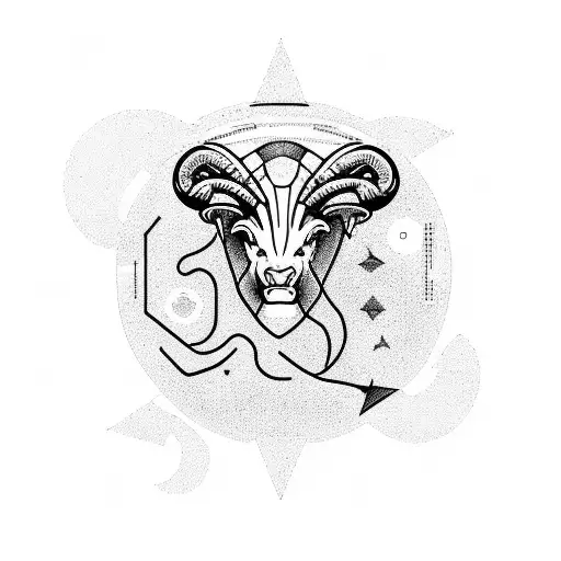 Aries constellation surrounded by trap and rap lyrics tattoo design idea