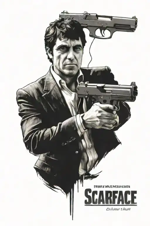 Scarface, something representing New York, something representing Naples, Italy tattoo design idea