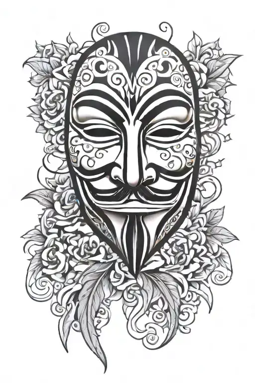 v for vendetta mask tattoo design idea
