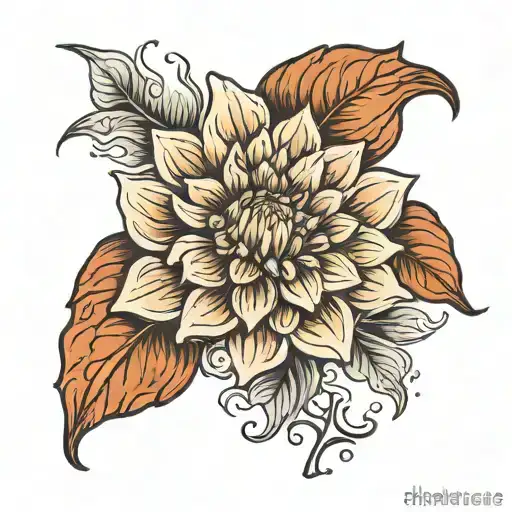 dahlia flower with breaking free spirit tattoo design idea
