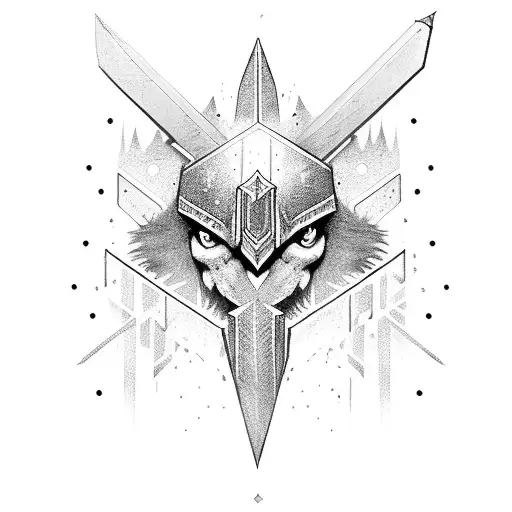 longsword with crystals simple tattoo design idea