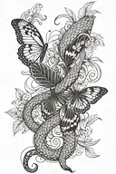 snake and butterfly tattoo design idea