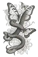 snake and butterfly tattoo design idea