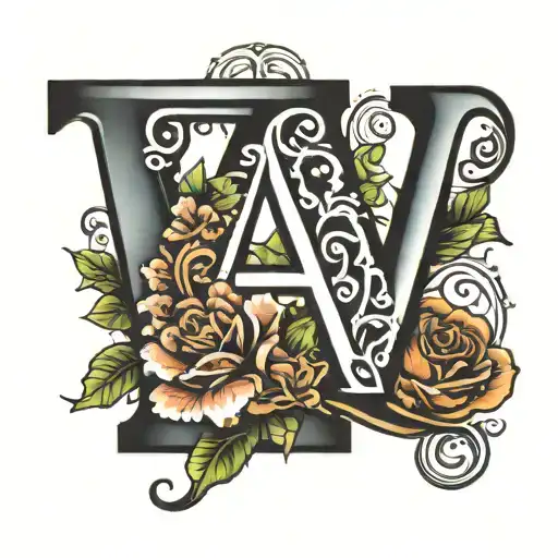 large letter A with birth date 04/08/23 in Roman numerals tattoo design idea