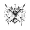 Bat with gothic churches in wings tattoo design idea