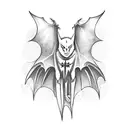 Bat with gothic churches in wings tattoo design idea