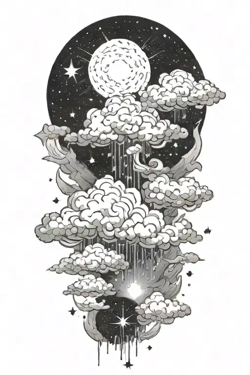 Cloud and Stars tattoo design idea