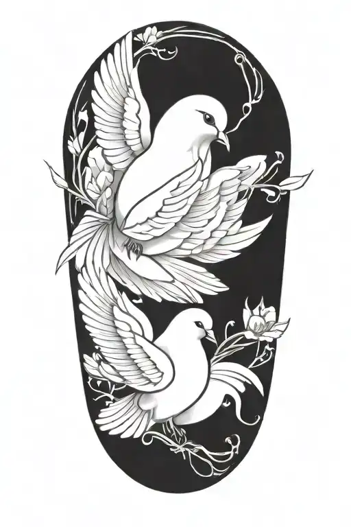 holy mary 2 doves tattoo design idea