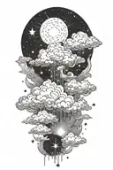 Cloud and Stars tattoo design idea