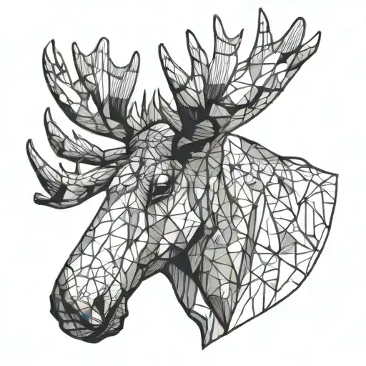 moose head with big antlers tattoo design idea