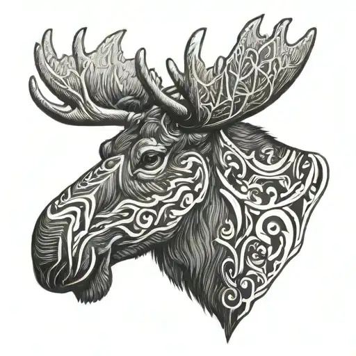 moose head mix tattoo design idea
