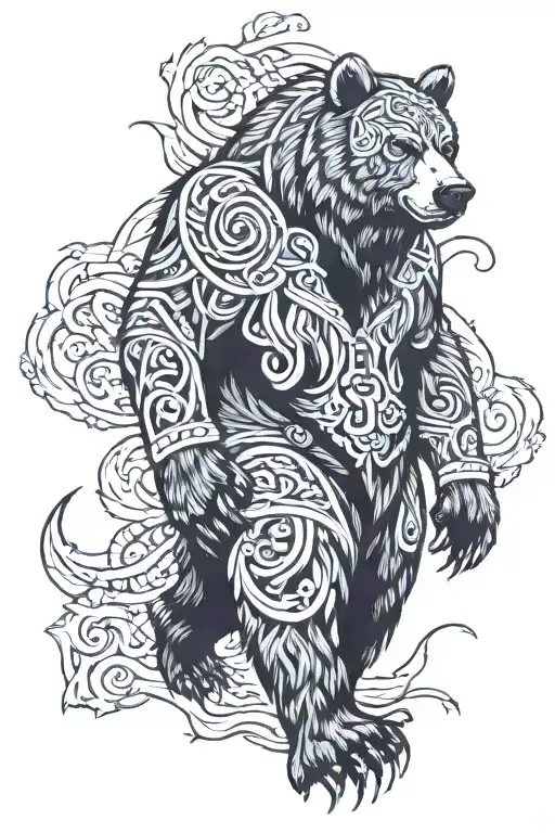 norse bear walking tattoo design idea