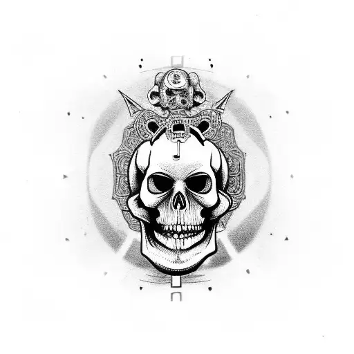 clock gypsy skull tattoo design idea