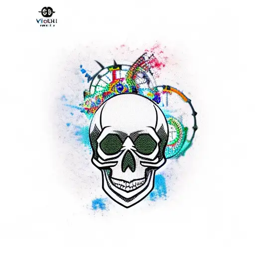 clock gypsy skull tattoo design idea