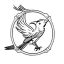 mockingbird in flight shown from front wings open with text in cursive saying "straighten up little soldier" tattoo design idea