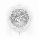 A delicate and intricate design featuring the Tree of Life and a dove intertwined with biblical symbols and verses tattoo design idea