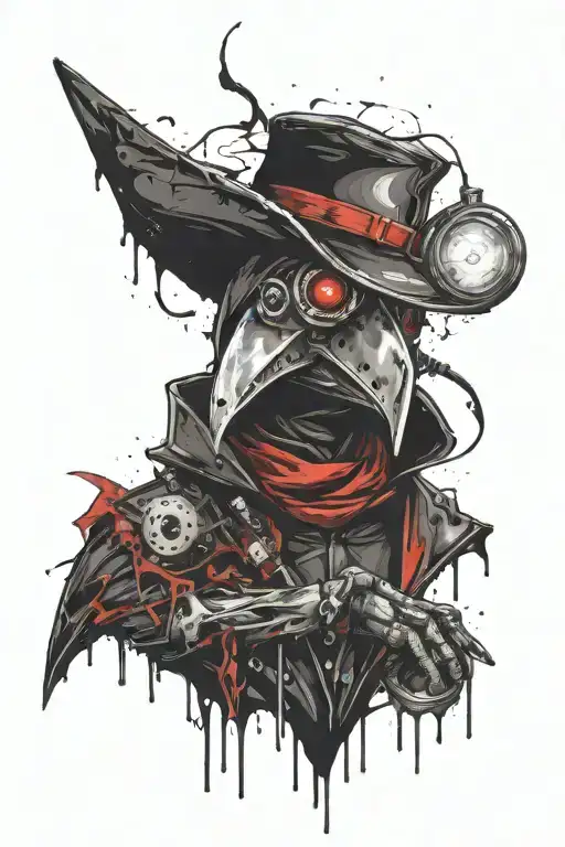 Plague doctor with a flashlight tattoo design idea