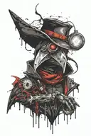 Plague doctor with a flashlight tattoo design idea
