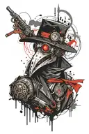 Plague doctor with a flashlight tattoo design idea