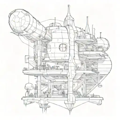 space hotel tattoo design idea