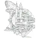 space hotel tattoo design idea