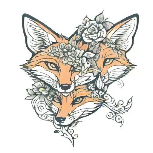 Fox tattos of two daughters names Leyah, Amayah  tattoo design idea
