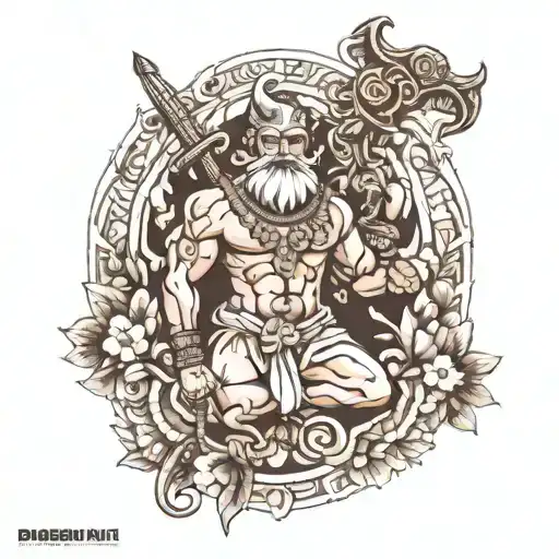 parshuram with parshu tattoo design idea