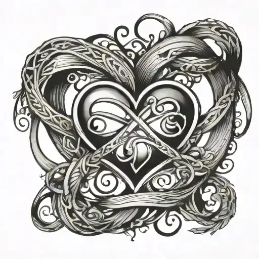infinity symbol with a heart in the middle tattoo design idea
