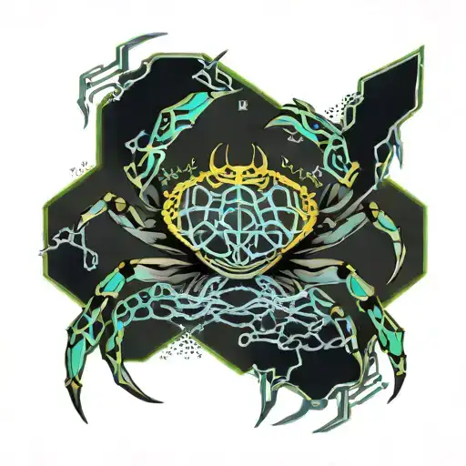 crab in the snad with water behide it  tattoo design idea