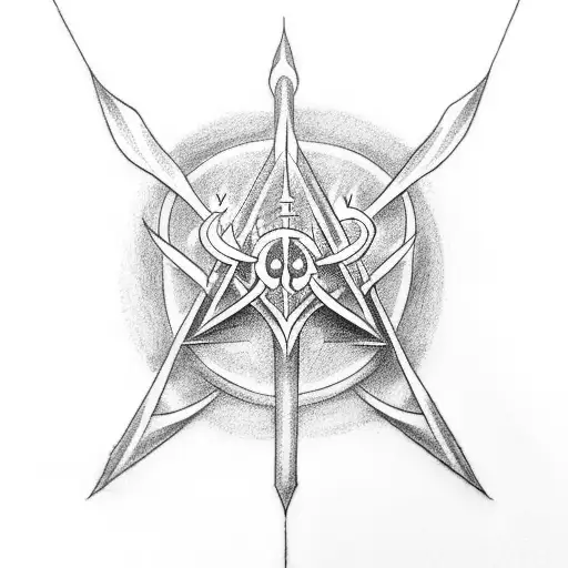 Design a tattoo of a wand casting a spell that forms the shape of the Deathly Hallows symbol tattoo design idea