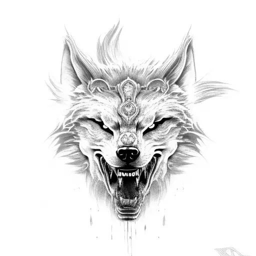 fenrir head tattoo design idea