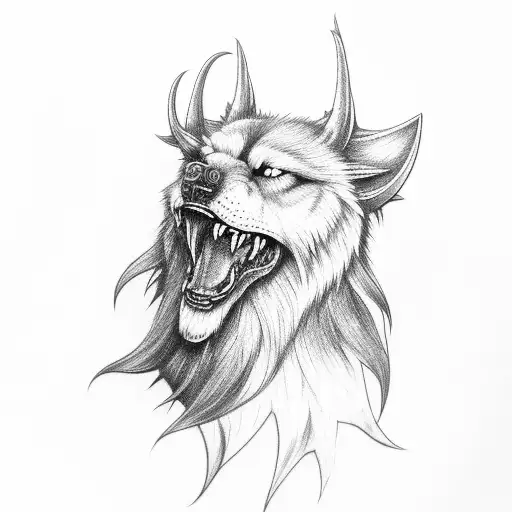 fenrir head tattoo design idea