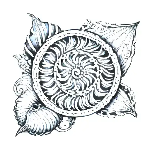  seashell representing the life spiral and cycle. I want to see simple beauty and femininity like the birth of Venus  tattoo design idea
